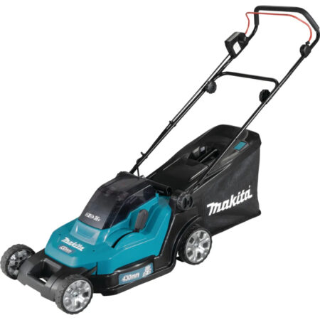 Makita Rasenmäher DLM432PT2, Akku, 2x18V / 5Ah, mit 2 Akkus, Ladegerät & Fangkorb 40L